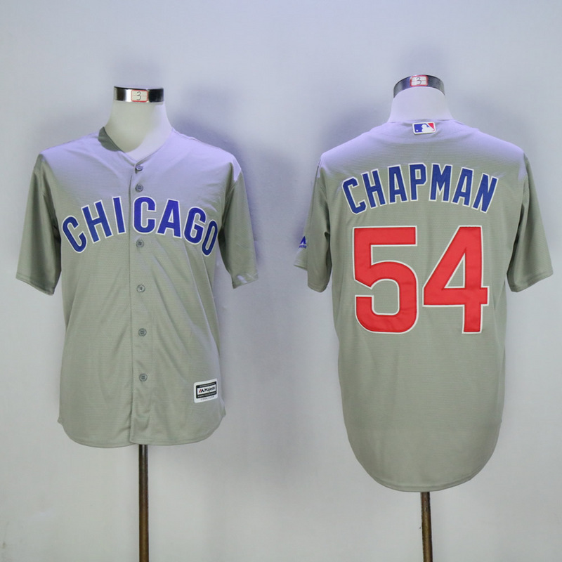 Men Chicago Cubs #54 Chapman Grey MLB Jerseys->chicago cubs->MLB Jersey